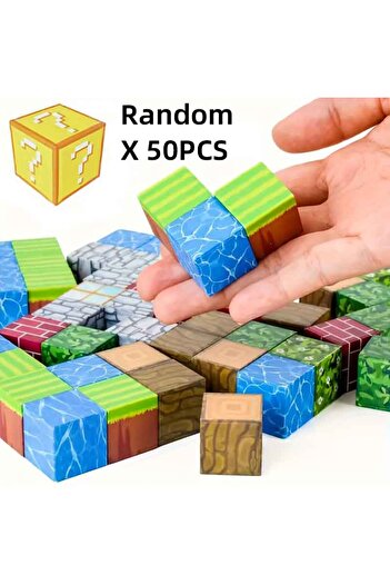 Choice1 مجموعة مكعبات بناء مغناطيسية إبداعية عشوائية من My Famous Scene World Architectile DIY Mod مكونة من 50 قطعة