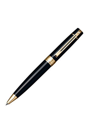 Sheaffer 300 Glossy Black Gold Trim Ball Pen