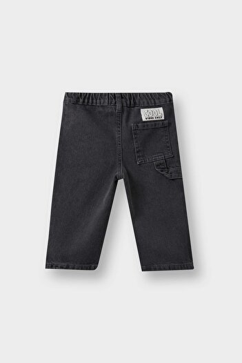 DeFacto F5364 Gri Erkek Bebek Beli Lastikli Jean Pantolon