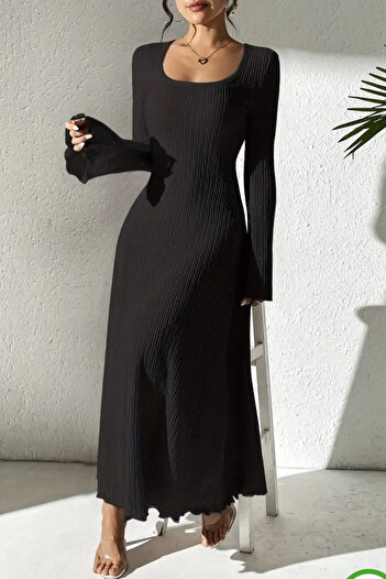missamour Women's Trendy U-Neck Thick Wicked-Stitched Dress