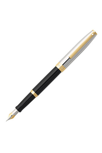 Sheaffer Sagaris Black Chrome Gold Trim Fountain Pen