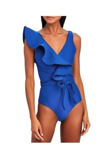 Mixbo - Swimwear, Full, with Lace and Ruffle, Elegant Blue, Size M