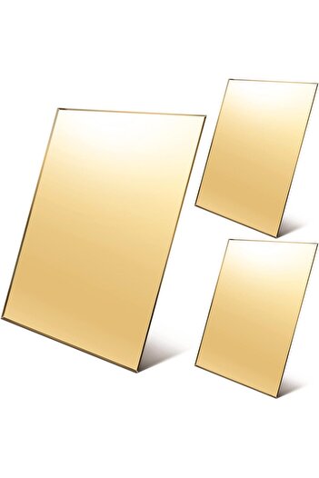Slasa Yalikup 3 Pieces Acrylic Mirror Sheets with Double-Sided Golden Design
