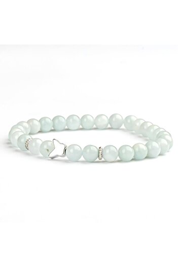 Mitr Aquamarine Natural Stone Bracelet (6 mm) – Symbol of Calm and Courage