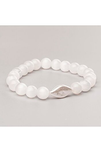 Mitr Selenite Natural Stone Bracelet (8 mm) – the Mirror of the Mind