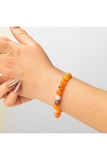 Mitr Karnelyan Agate Natural Stone Bracelet (8mm) – Ahenk Light