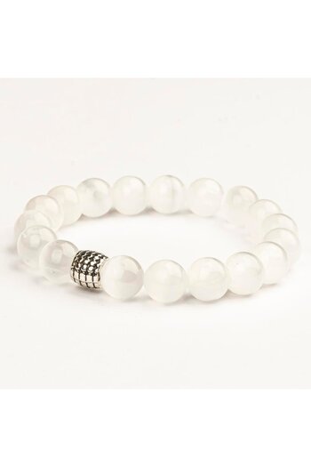 Mitr Selenite Natural Stone Bracelet (10 mm) – Deep Flow