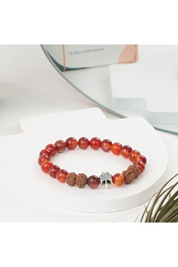 Mitr Red Agate Natural Stone Bracelet(Rudraksha)