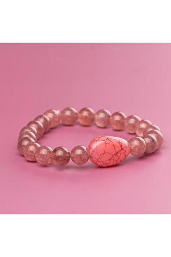 Mitr Strawberry Quartz Natural Stone Bracelet (8 mm) – Open to the Light