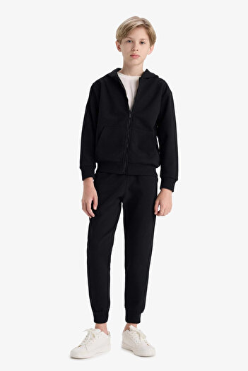 DeFacto K8846 Black Boys' School Jogger Sweatpants with Elastic Waist