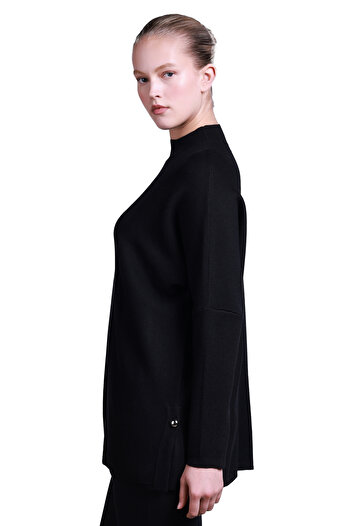 Sempre Pulover minimalist oversize cu mânecă lungă pentru femei - Lungime midi - Croială confortabilă