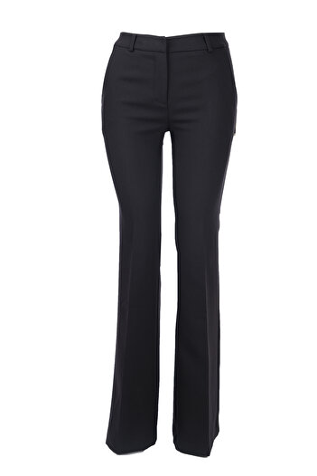Ekol Women's Minimalist High Waist Midi Bell Bottom Pants - Casual & Work