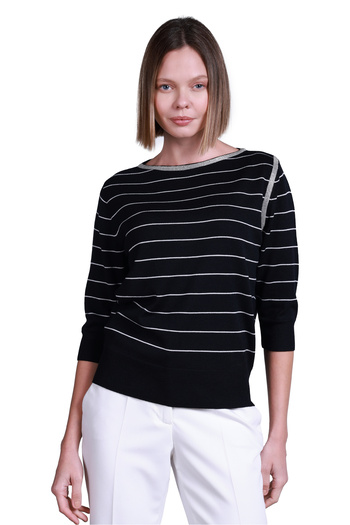Sempre Pulover pentru femei cu mâneci 3/4 cu dungi minimaliste - modern și confortabil