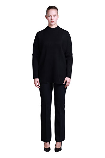 Sempre Pulover minimalist oversize cu mânecă lungă pentru femei - Lungime midi - Croială confortabilă
