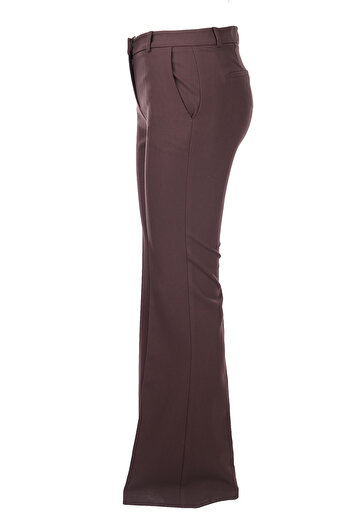 Ekol Women's Minimalist High Waist Midi Bell Bottom Pants - Casual & Work