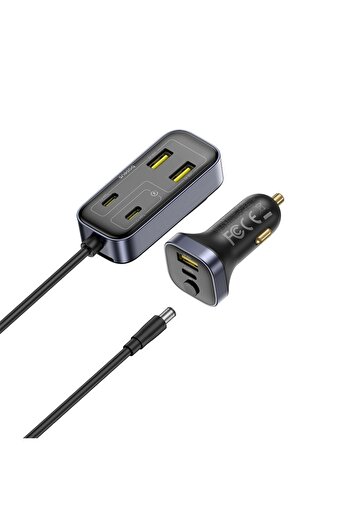 Baseus Car Charger 110W, 3x USB-A, 3x Type-C, PD3.0 Fast Charge, 1.5m extension cable, Black