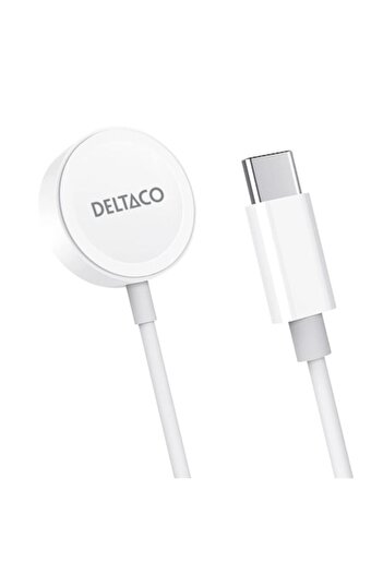DELTACO Magnetic Wireless Charging Cable Compatible with Apple Watch, 1m, USB-C Connector, White