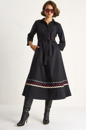Bianco Lucci Rochie cămașă cu decolteu cu broderie pentru femei 60284072