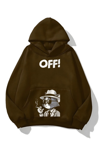 PENTHİLUS Unisex Cartoon Letter Printed Long Sleeve Hooded Sweatshirt