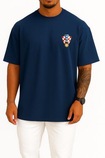 Bahriyeli Collection Oversize Croatia National Football Team Unisex T-Shirt with Pocket Design