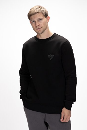 Bad Bear Windy Siyah Crewneck Erkek Baskılı Sweatshirt