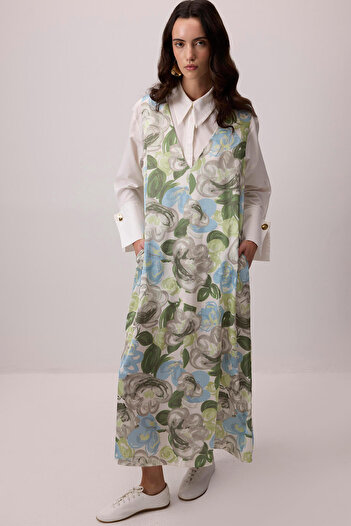 Touché Privé V-Neck Patterned Satin Jilet