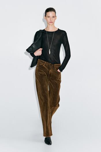 Massimo Dutti Straight fit sulphur dye fitilli kadife pantolon