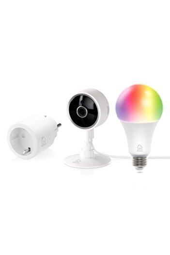 DELTACO Smart Smart Home Kit, 1 socket, 1 RGB bulb, 1 surveillance camera 2MP, Wi-Fi, Google Assista
