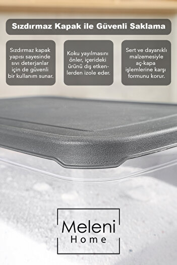 Meleni Home 6'lı Etiketli Deterjan Saklama Kutusu - Şeffaf Derin Banyo Tablet Toz Deterjan Kutusu 3,7 Litre
