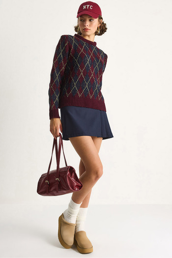 Bianco Lucci Women's Diamond Pattern Sweater 20251059