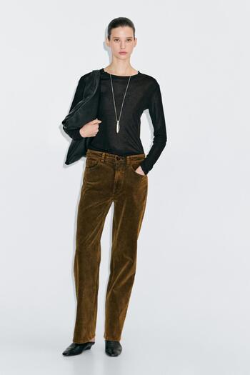 Massimo Dutti Straight fit sulphur dye fitilli kadife pantolon