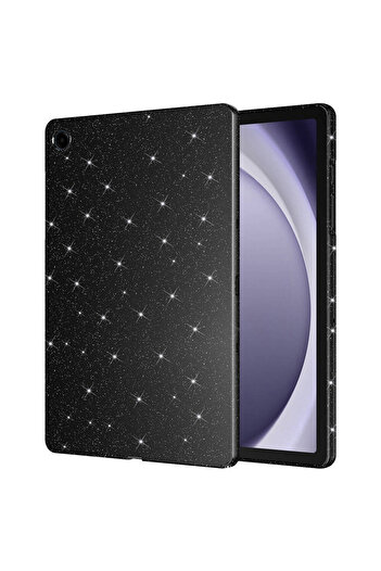 zore Galaxy Tab S9 Fe Silvery Shiny Appearance Compatible Tkdw Tablet Cotton Case-Black