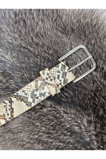 ASLIHAN KEMER Silver Buckle Snake Patterned Women's Waist Belt