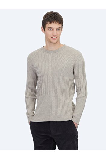 Kip Mink Crew Neck Jacquard Knit Sweater