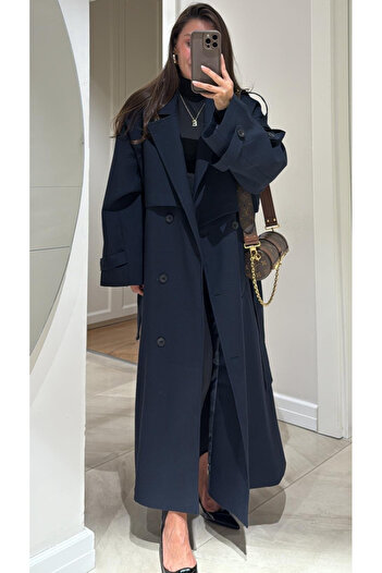 My Blog Navy Blue Oriana Trench - 7589