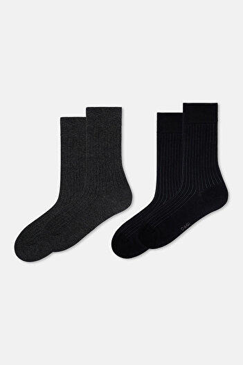 Eros Men's 2-Piece Striped Pattern Bamboo Socks