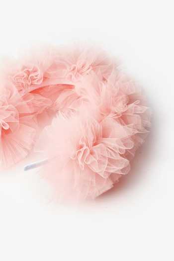 Le Mabelle Salmon Tulle Pompom Girl's Crown