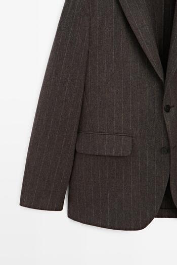 Massimo Dutti Wool suit blend striped blazer