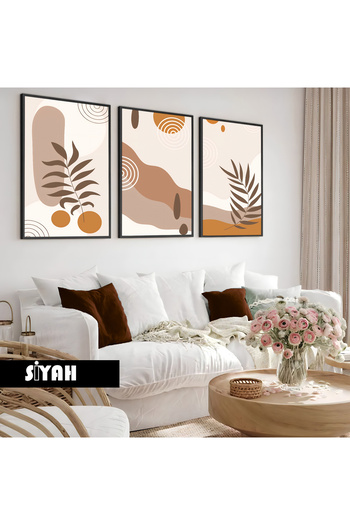 Harikabirev Children's Room Living Room-Minimalist Modern Bohemian Cream Coffee Color | Wooden Framed 3-Piece Mdf Ahmdf