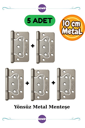 Kawin 5 Pieces Durable 10 cm Door Hinge – Satin Metal Non-Directional Butterfly Hinge Silver Chrome