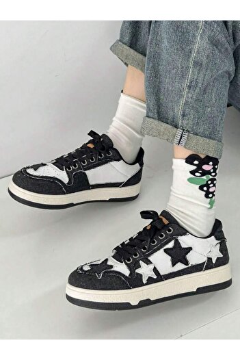 BALİNA Black Y2K Star Patterned Unisex Sports Sneaker -The Solo