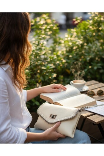 Askıcı Cream Single Compartment Women's Hand and Shoulder Bag