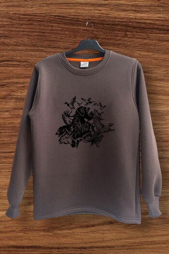 WİDİ Φούτερ Hunting Hunter Drahthaar Hunting Dog and Retriever Duck Hunting Dog με στάμπα Regular Fit 100% βαμβάκι
