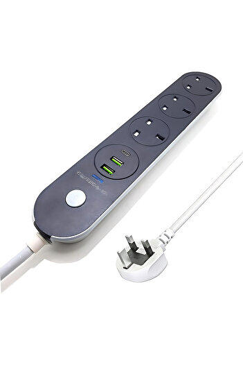 Geneic 3M Power Extension Cord has 2USB 1PD Type C & 3UK Power Socket, 13A (5M-3PW-2USB-1PD)