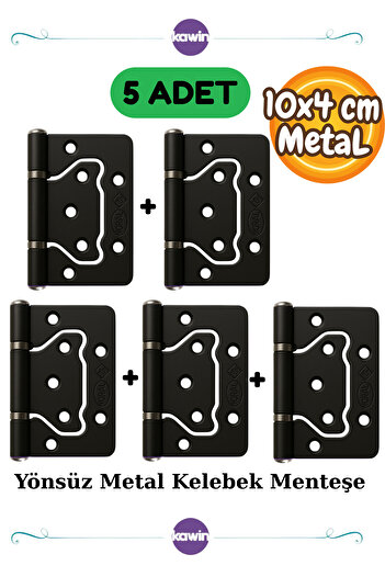 Kawin 5 Pieces Durable 10 cm Door Hinge – Black Metal Non-Directional Butterfly Hinge Door Hinge
