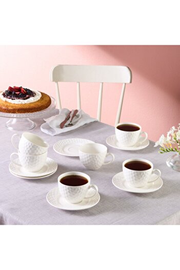 Karaca Nora Embossed Teetassen-Set für 6 Personen, 220 ml