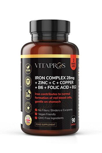 Vitapros Iron 28Mg &Zinc& Copper& Folic Acid Caps 90S