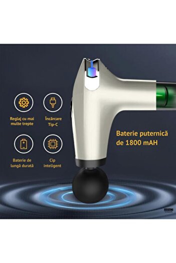 Impact Vision Professional Massage Gun, 8 Speeds, Anti-Cellulite, Portable, Pearl White, Impact Vision®