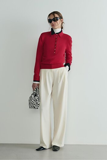 Suud Collection Cream Lina Pleated Trousers