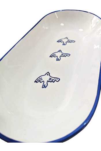 Ganita home Boat Plate Bird Model Blue Color 30 cm